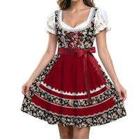 One-Piece Dirndl Dress Flared Allall-in-One Dirndl Dress Puff Sleeve