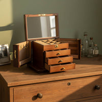 Wooden Jewelry Box Vintage Design Jewelry Box with Mirror Lock and Key