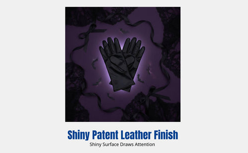 Cosplay Party Patent Leather Gloves for Women, Shiny Full Finger, Halloween, Performance