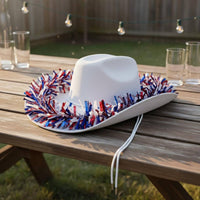 Festive Patriotic Cowboy Hat Lightweight Red White Blue Cowboy Hat Reusable for Independence Day, Parades, Parties