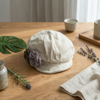 Flower Beret Bloom Design Linen Beret Lightweight for Autumn Wear