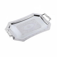 Ornate Serving Tray with Handles Sturdy Construction for Hotel, Buffet