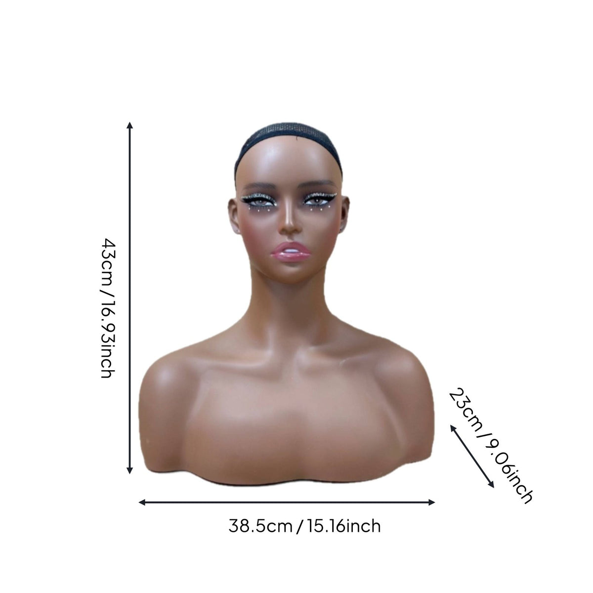 Hairpiece Display Head with Makeup Female Mannequin Bust Ear Holes Mannequin Head Bust for Hair Salon Owners