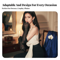 2 Pieces Long transparent Gloves Stretchy Fit design Accessory Elbow Length for Women
