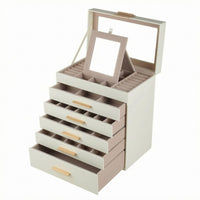 Multi-Layer Jewelry Organizer Hard-Cover Drawer Jewelry Box Handles Dresser Storage