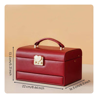 Red Jewelry Box Soft Velvet Lining Multi-Layer Jewelry Case for Wedding