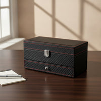 Watch Box with Drawer Compact Double-Layer Jewelry Box Stylish Watch Organizer with Drawer for Closet