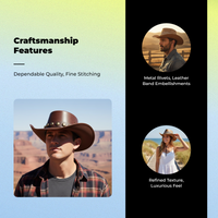 Wide-brim leather sun hat shields sun.