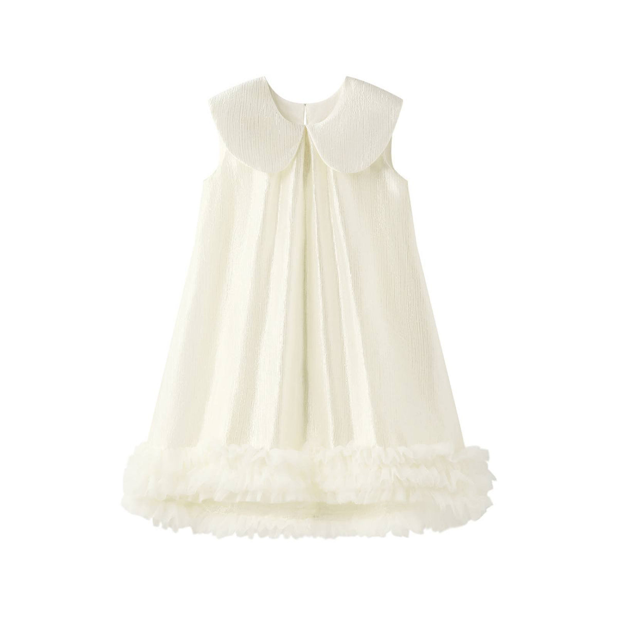 Sleeveless Round Collar Dress Lightweight Shimmery Doll Collar Dress