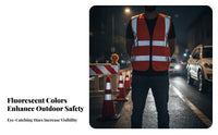 Reflective Safety Vest Lightweight High Visibility Work Vest Safety Workwear Long-Lasting Fastener Front Closure