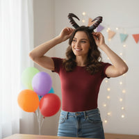 Devil Prong Headband Crimson Demon Horns Headband Sturdy for Themed Parties