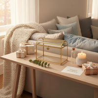Golden Glass Card Box Nordic Design Wedding Card Holder Elegant for Brides