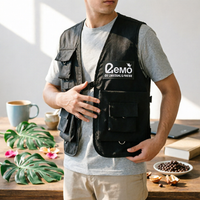Black Cargo Vest Streetwear Design Apparel Long-Lasting for Outdoor