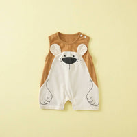Cartoon Bear Baby Romper Soft Material Baby Romper with 3D Ears Breathable