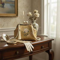 Pearl Chain Crossbody Bag Elegant Pearl Chain Handbag Vintage Design for Evening