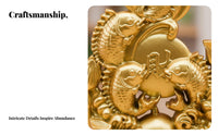 Sand Gold Finish Chinese Good Luck Figurine Symbol of Abundance Chinese Good Luck Statue Auspicious for Housewarming, Desktop, Entryway