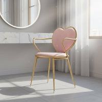 Heart Shaped Rear Chair Nordic & Design Modern Makeup Chair Gold Frame Velvet Armchair Cushioned Seat Indoor Seating for Bedroom