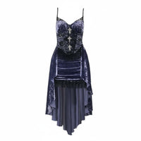 2 Pieces Velvet Slip Dress with Lace Shrug Lace Bell Sleeve Short Jacket Dress