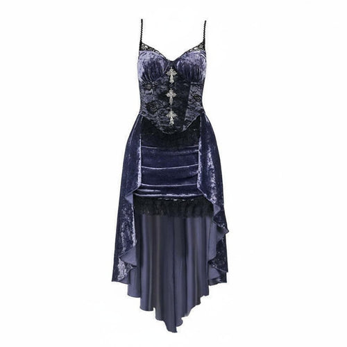 2 Pieces Velvet Slip Dress with Lace Shrug Lace Bell Sleeve Short Jacket Dress