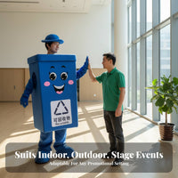 Comfortable Trash Can Mascot Costume Lightweight Garbage Can Cartoon Outfit Easy to Wear Waste Sorting Mascot Suit Breathable Material for Children, Educators, Educational Activities, Promotional Events, Accessible Ing Ceremonies, Halloween
