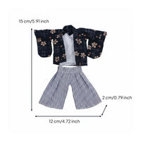 1/12 Scale Doll Kimono Outfit Wide Sleeves Japanese Doll Outfit Clothes Set Japanese Miniature Clothing