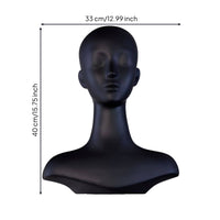 Mannequin Head with Shoulders Matte Display Bust with Shoulders Hairpiece Stand with Base Long-Neck Hat Display with Stand