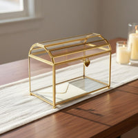 Golden Glass Card Box Nordic Design Wedding Card Holder Elegant for Brides