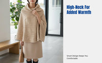 Autumn Winter Knitted Cashmere Cape, Thick Pullover Shawl, High Neck Scarf, Unisex, Minimalist