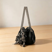 Ruched Shoulder Bag Stylish Handbag with Chain Strap Dumpling Bag Chic Purse Trendy for Women, Night out, Parties