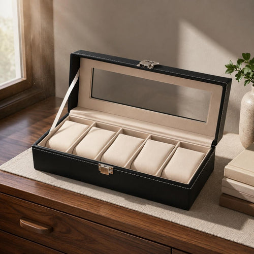 Watch Organizer Box Clear Viewing Window Watch Storage Box Metal Clasp