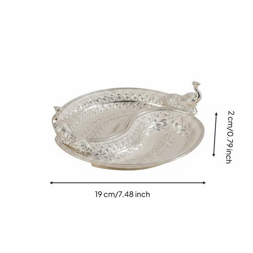6 Pieces Peacock Tray Engraved Design 2 Compartment Serving Plate Vintage Design