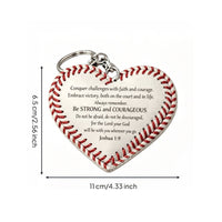 Heart Baseball Keychain Faith and Courage Baseball Ornament Keychain Great Gift