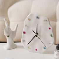 Wall Clock Irregular Ceramic Clock Quiet Sweep Mechanism Timekeeping Device for Living Room, Bedroom, Office