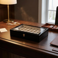 24-Slot Watch Display Box Glossy Finish 24-Slot Watch Box Dust Protection