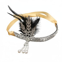 Great Jazz Age Hair Accessory Vintage Inspired 1920s Bead Tassel Hairband 1920s Vintage Dancer Headband Adjustable Ribbon Tie