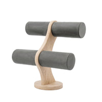 T-Shaped Display with Wooden Base Sturdy Jewelry Accessory Stand Weighted