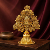 Auspicious Tree Ornament Gold-Tone Openwork Floral Tree Scroll-Like