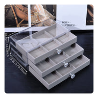 Stackable Jewelry Box Dustproof Clear Top Jewelry Case Knobs Household Storage for Women, Dresser