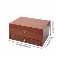 Wooden Jewelry Box Rosewood Grain Home Storage Gold-Tone Pulls