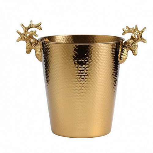 Hammered Stainless Steel Ice Container Dimpled Drinkware Open Top