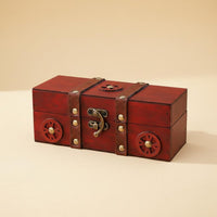 Vintage Wooden Storage Box Photography Prop Retro Trinket Box Multipurpose Decorative Storage Chest for Photographers, Dresser Top, Window Display
