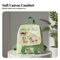 Puppy Party Canvas Mini Backpack, Cute Lightweight Cartoon Daypack for Students