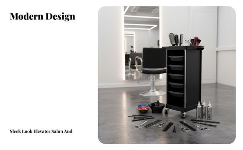 With Wheels 5-Drawer Salon Station Multi-Function 5-Drawer Stylist Station Multipurpose Beauty Trolley Universal Pulley for Hairdressers, Nail Technicians, Barbershop, Medical Practice, Workshop, Home