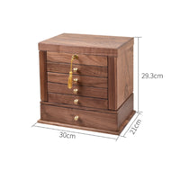 Makeup Organizer with Drawers Wood-Grain Cosmetics Storage Box Sturdy for Women