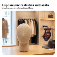 Textile Covered Mannequin Head Multi-Purpose Linen Hat Display Stand Stable Base