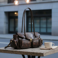 Motorcycle Design Bag Zipper Closure Retro Handbag Organized Storage for Women