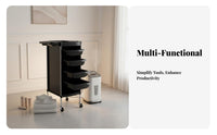 360-Degree Swivel Wheels 5-Drawer Salon Trolley Integrated Tool Holder 5-Drawer Salon Trolley Spacious Drawers Rolling Organizer Versatile Use for Hair Stylists, Beauticians Artists, Beauty Parlor, Barbershop, Spa, Bathroom