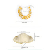 Pet Hat Set Lace Trim Woven Straw Hat Decorative