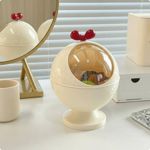 Countertop Makeup Organizer Cute Design Makeup Storage Box Dustproof Lid