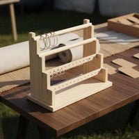 Natural Wood Wooden Jewelry Display Stand Space Saving Bracelet Holder Display Easy to Assemble for Market Stall, Retail Retailer